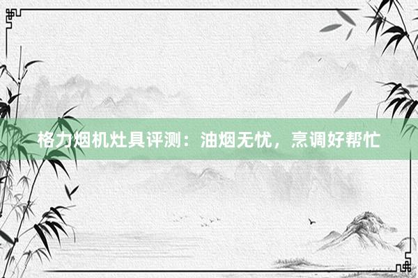 格力烟机灶具评测：油烟无忧，烹调好帮忙